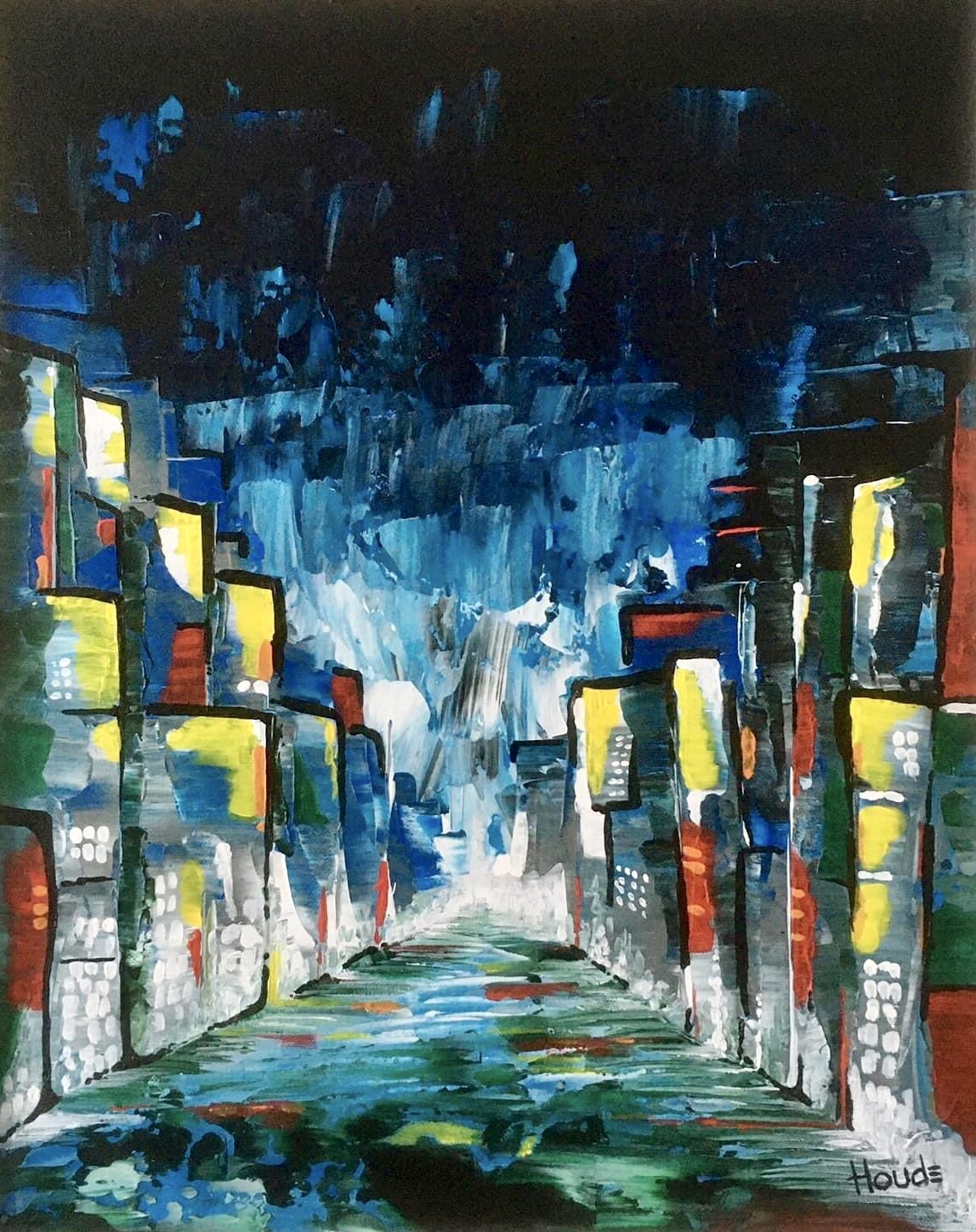 BRUT URBAIN - Acrylique sur châssis galerie 20" x 16" par Patricia Houde artiste québécoise