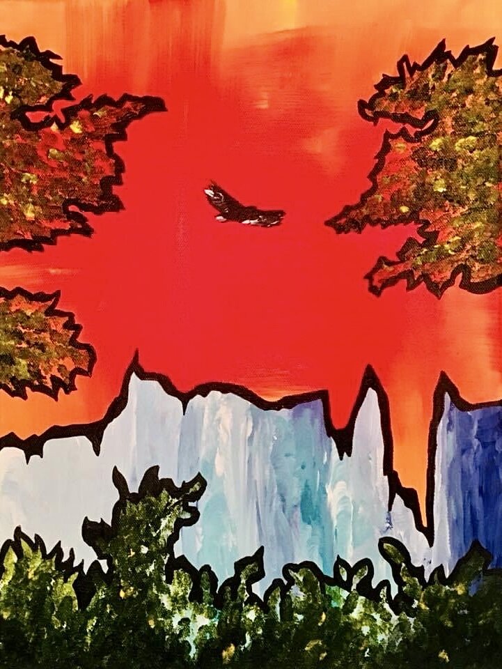 EL CAPITAN - Acrylique sur châssis galerie 20" x 16" par Patricia Houde artiste québécoise