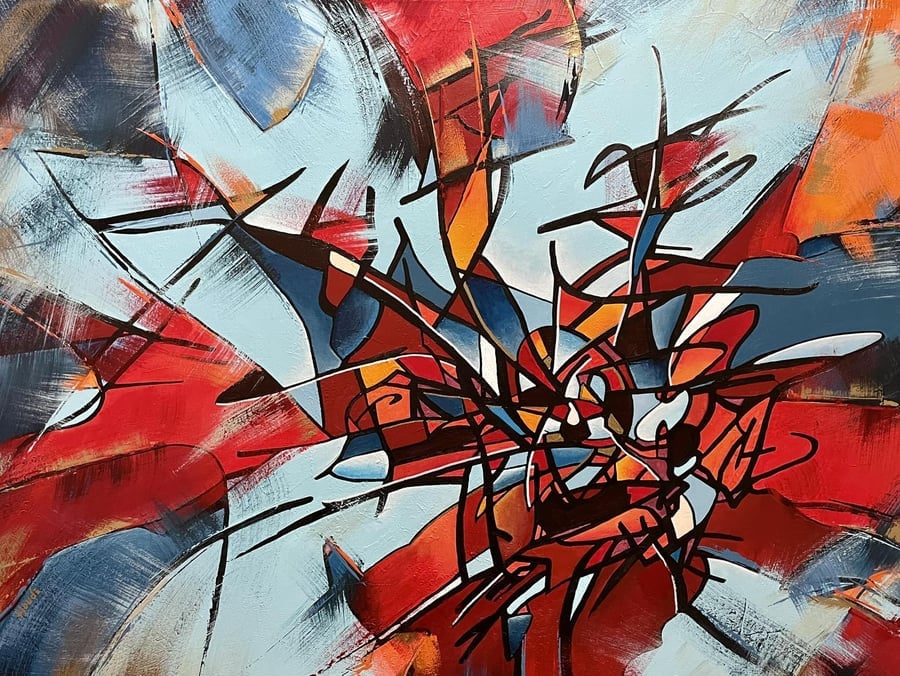 IGNITE - Acrylique sur châssis galerie 30" x 40" par Patricia Houde artiste québécoise