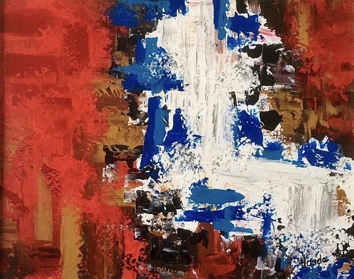 LA CHUTE - Acrylique sur châssis galerie 16" x 20" par Patricia Houde artiste québécoise