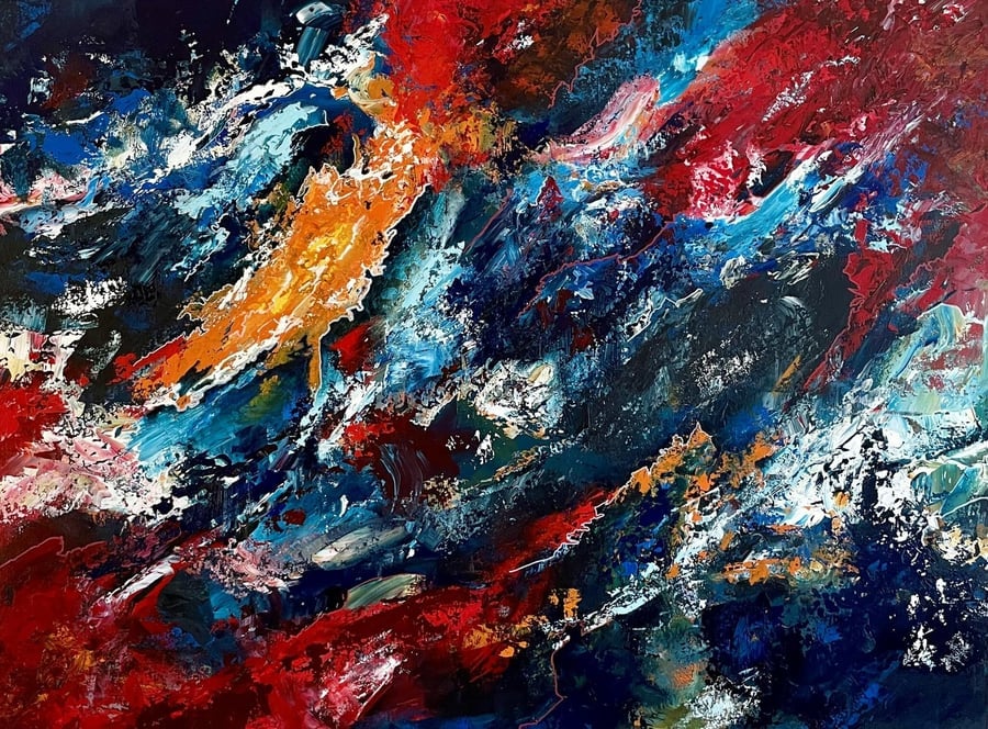 MOMENTUM - Techniques mixtes 30" x 40" par Patricia Houde artiste québécoise