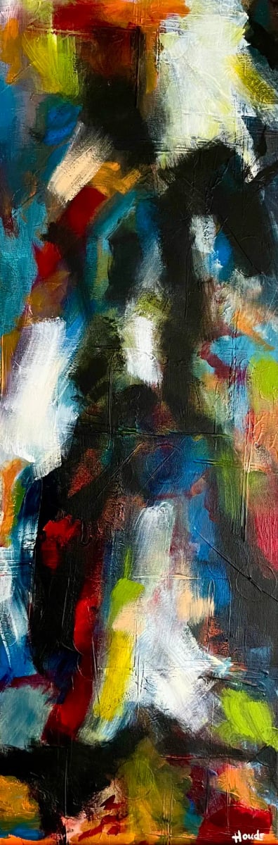 OVERSTIMULATION - Acrylique sur châssis galerie 36" x 12" par Patricia Houde artiste québécoise