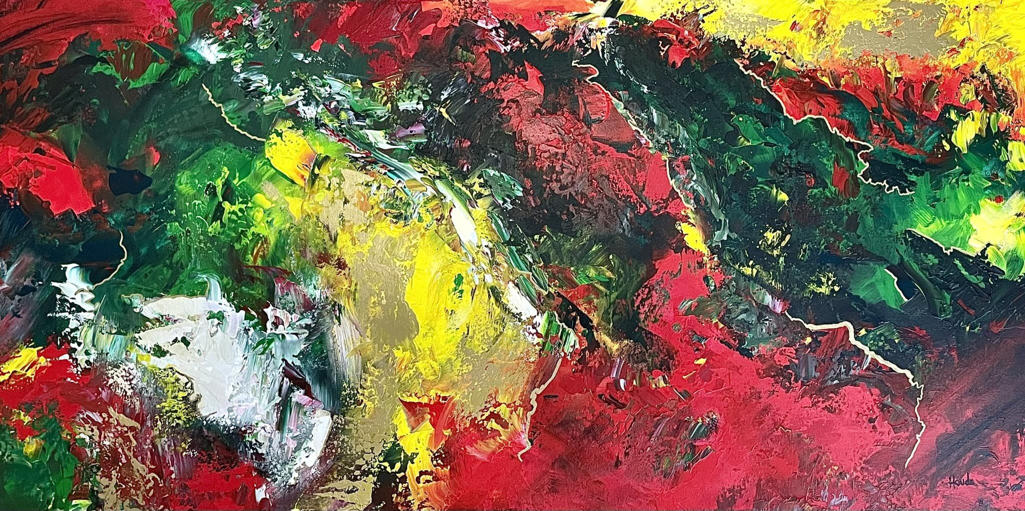 SELION - Acrylique sur châssis galerie 20" x 40" par Patricia Houde artiste québécoise