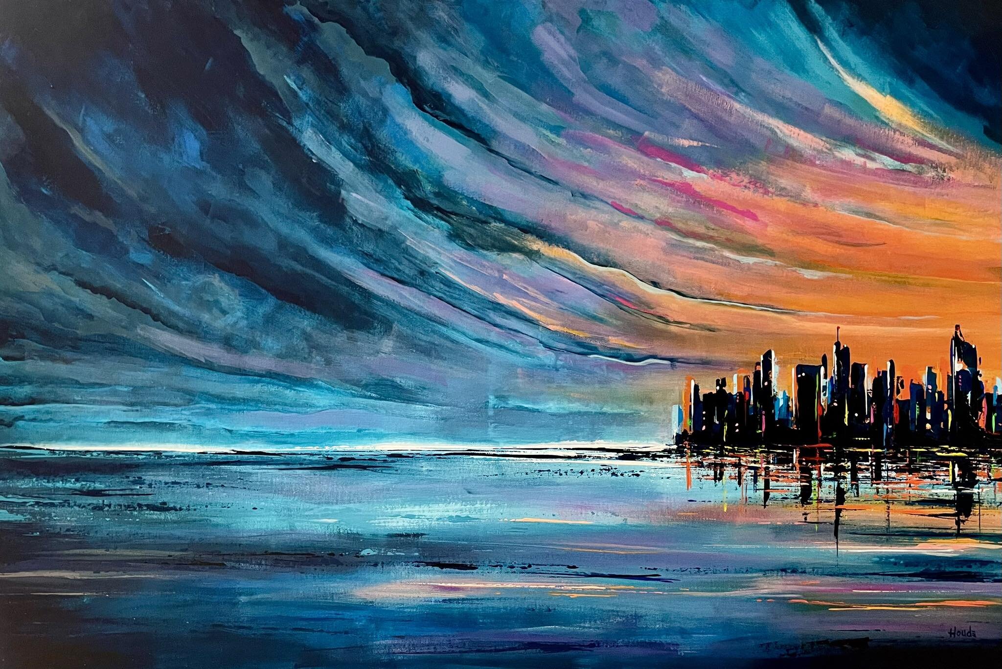 URBALITÉ - Acrylique sur châssis galerie 36" x 24" par Patricia Houde artiste québécoise